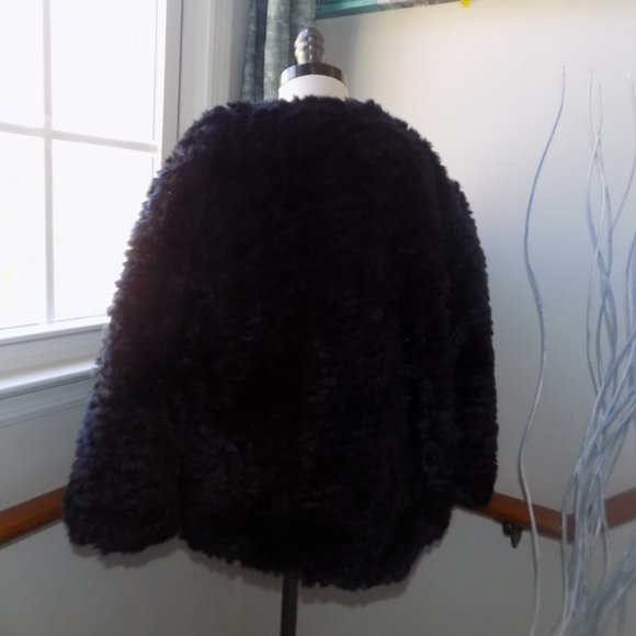 Black Full Faux Fur Ladies Jacket Coat Size Medium - Picture 4 of 5
